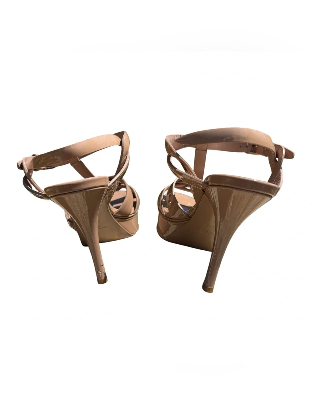 Yves Saint Laurent YSL Tribute 105 Nude Patent Platform Heels EU 36.5 Italy Luxe